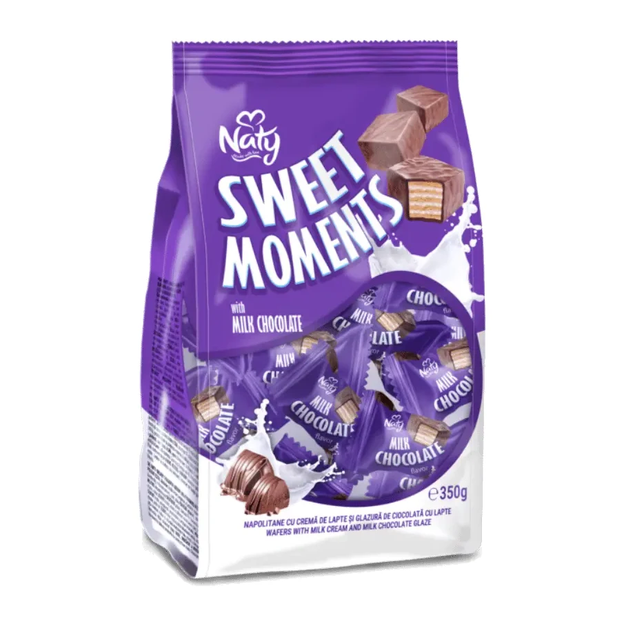 Naty Sweet Moments – Ostyaszelet tejkrémmel és tejcsokoládé bevonattal 350 g