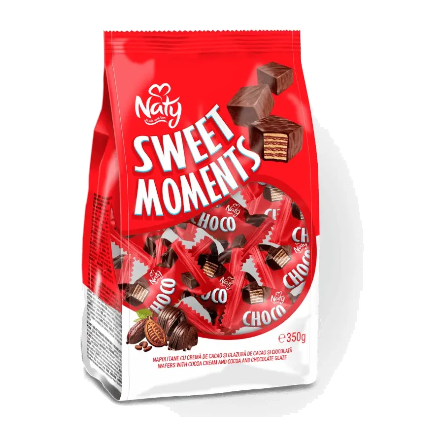 Naty Sweet Moments – Ostyák kakaókrémmel és kakaó- és csokoládébevonattal 350 g