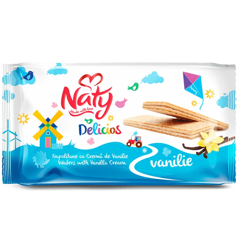 Naty Napolitane cu Cremă de Vanilie 160 g