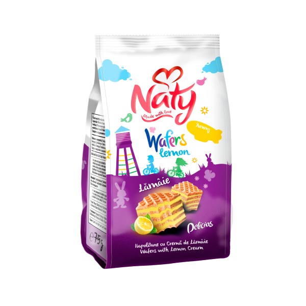 Naty – Napolitane cu Cremă de Lămâie 75 g