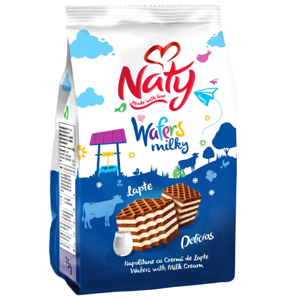 Naty – Napolitane cu Cremă de Lapte 75 g