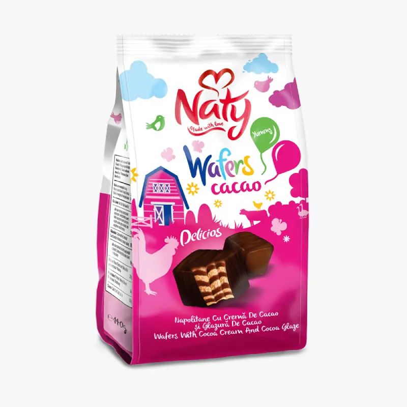 Naty Napolitane cu Cremă și Glazură de Cacao 140 g