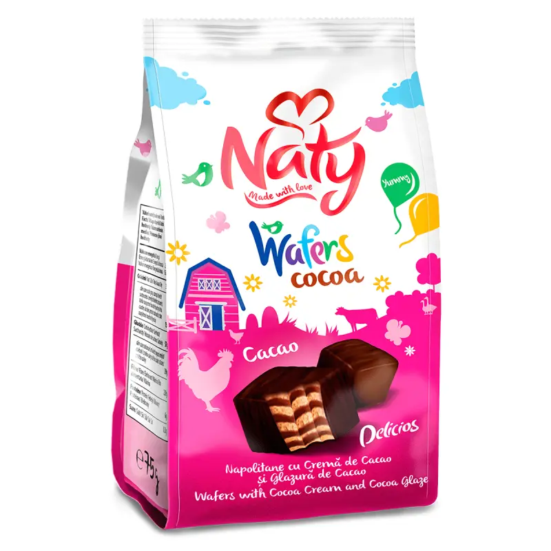 Naty Napolitane cu Cremă și Glazură de Cacao 75 g