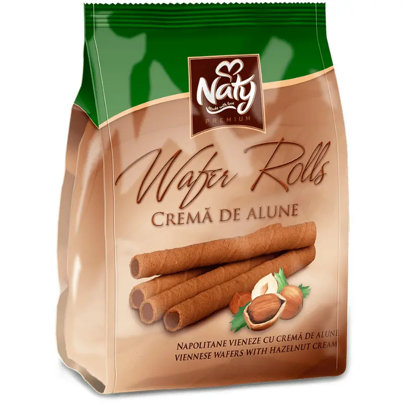 Naty Wafer Rolls – Napolitane Vieneze cu Cremă de Alune 200 g