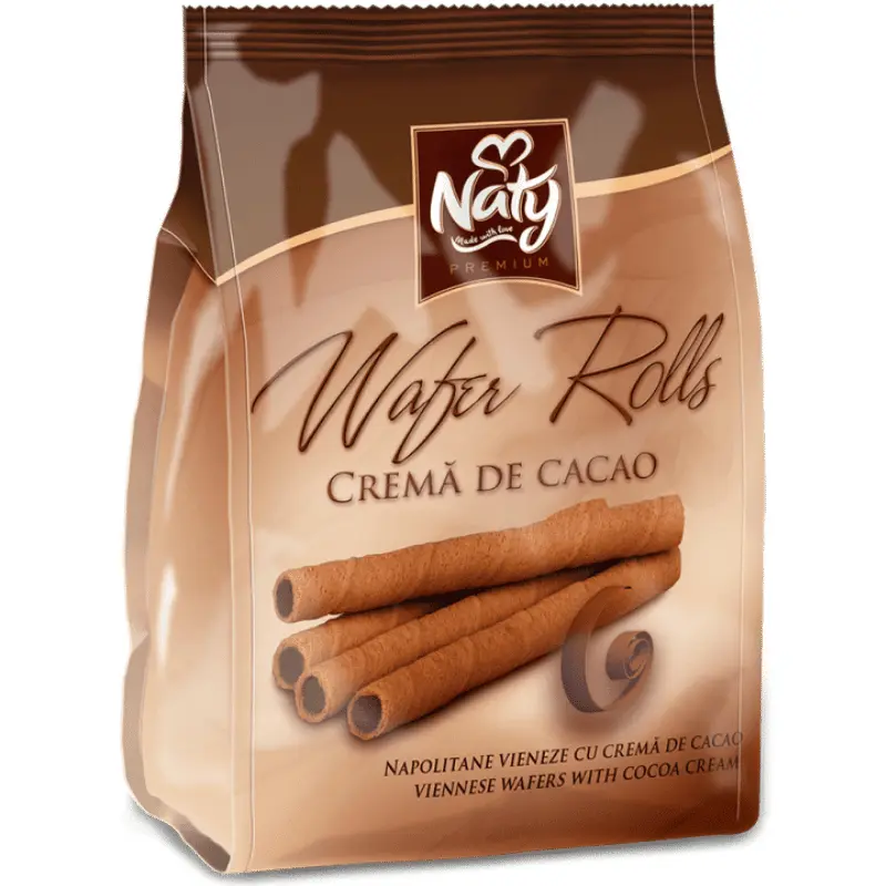 Naty Wafer Rolls – Napolitane Vieneze cu Cremă de Cacao 200 g