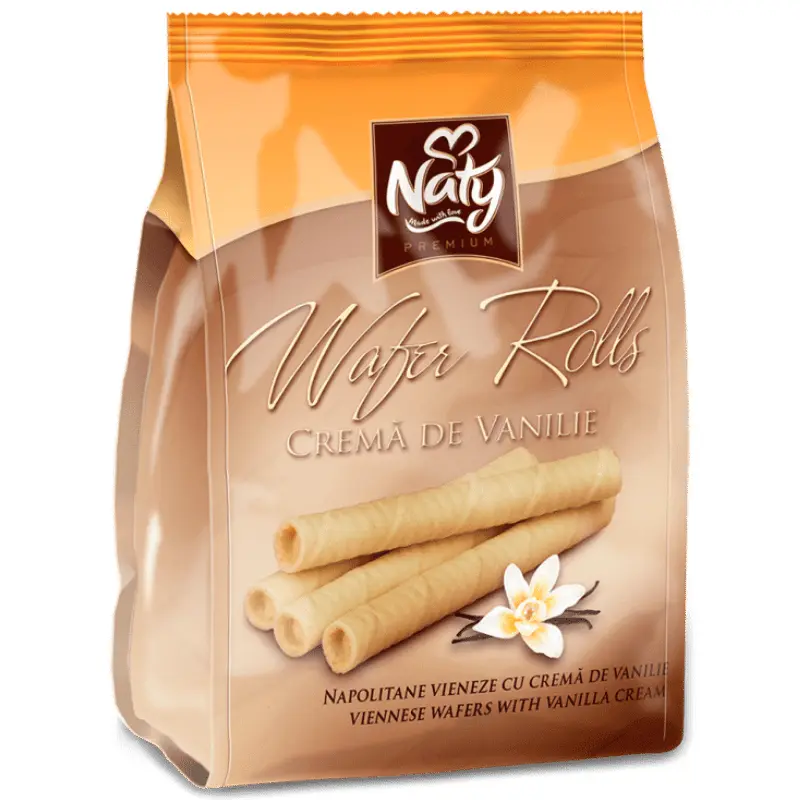 Naty Wafer Rolls – Napolitane Vieneze cu Cremă de Vanilie 200 g