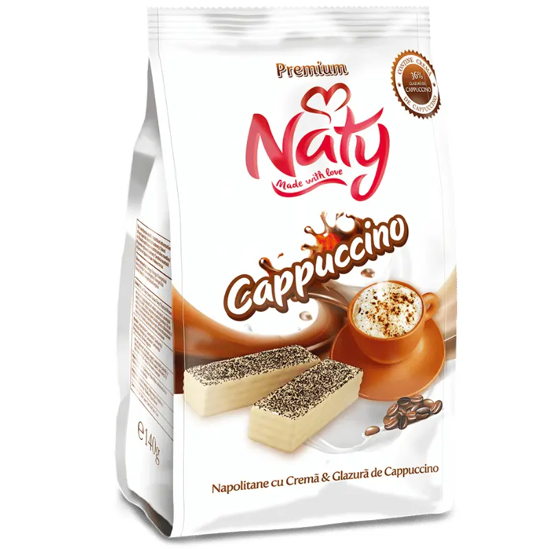 Naty Premium – Napolitane cu cremă și glazură de cappuccino 140 g