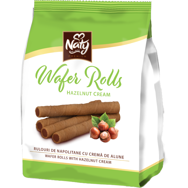 Naty Wafer Rolls – Rulouri de Napolitane cu Cremă de Alune 100 g
