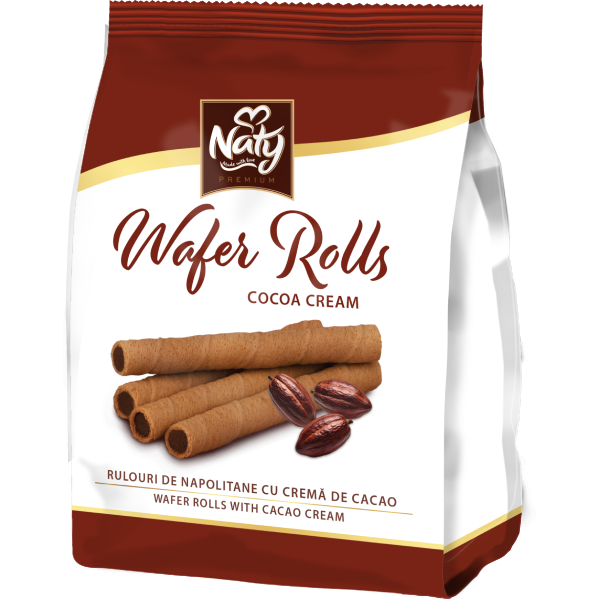 Naty Wafer Rolls – Rulouri de Napolitane cu Cremă de Cacao 100 g