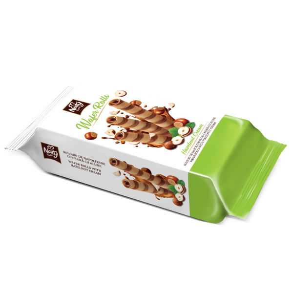 Naty Wafer Rolls – Napolitane Vieneze cu Cremă de Alune 115 g