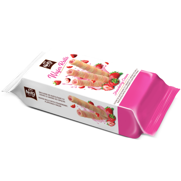 Naty Wafer Rolls – Napolitane Vieneze cu Cremă de Căpșuni 115 g
