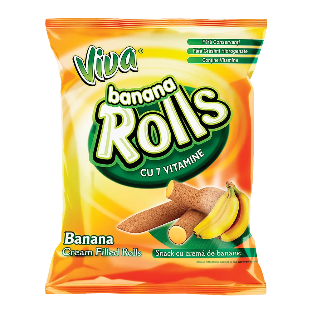 Viva Banana Rolls – Snacks cu Cremă de Banane 100 g