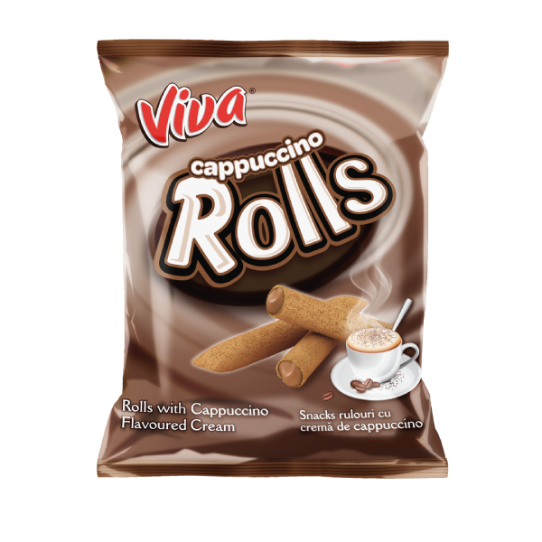 Viva Cappuccino Rolls – Snacks cu Cremă de Cappuccino 100g