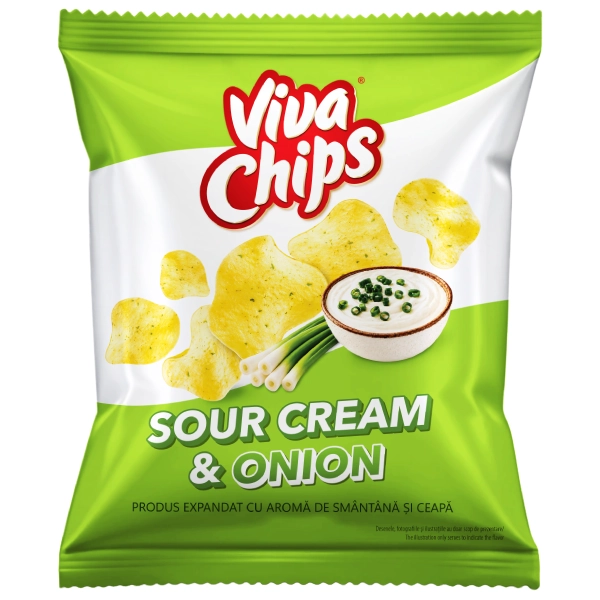 Viva Chips cu Aromă de Smântână și Ceapă 50 g