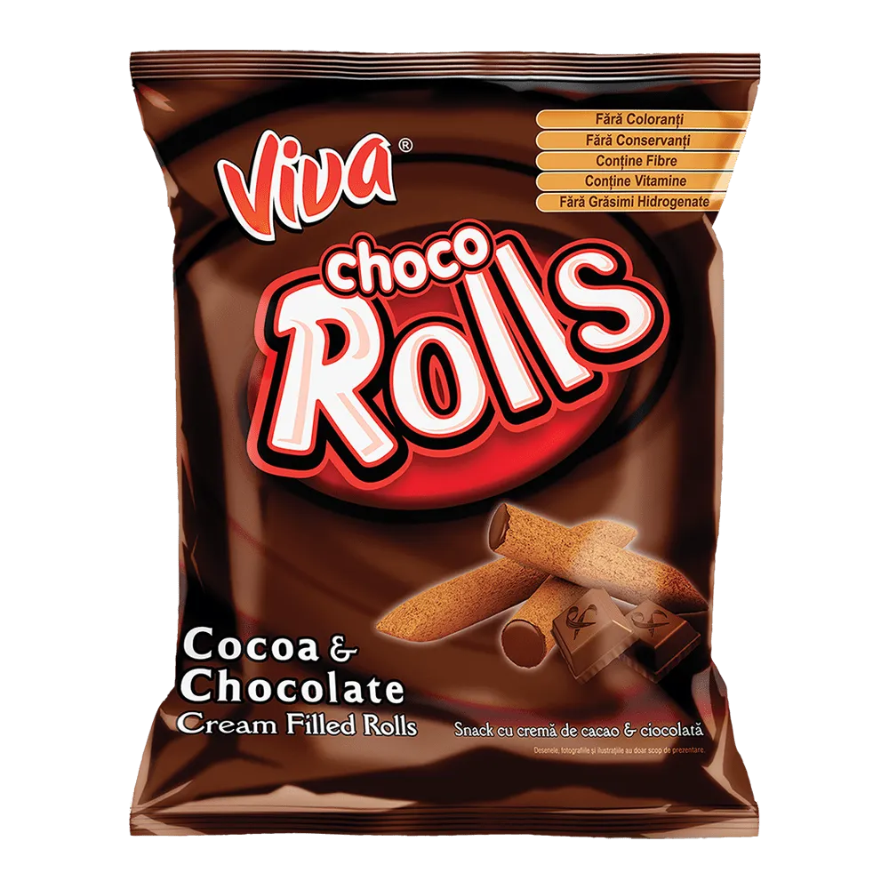 Viva Choco Rolls – Snacks cu Cremă de Cacao și Ciocolată 100 g