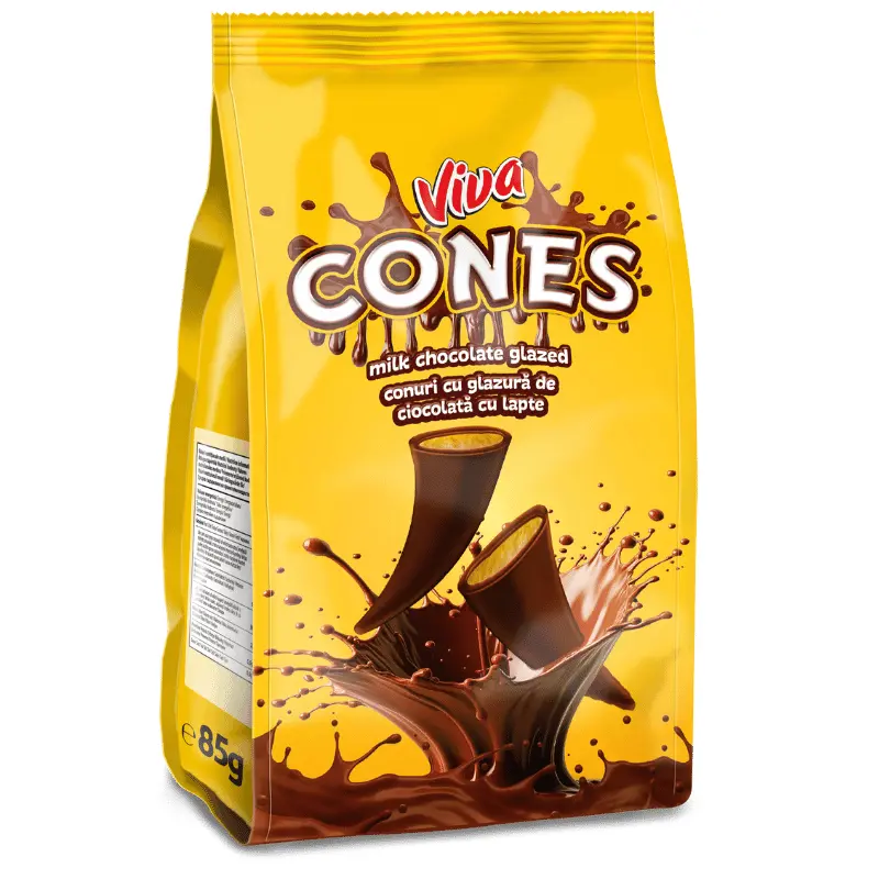 Viva Cones – Conuri cu Glazură de Ciocolată cu Lapte 85 g