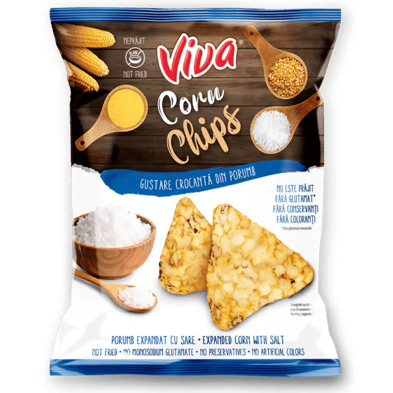 Viva Corn Chips – Snacks din Porumb Expandat cu Sare 50 g