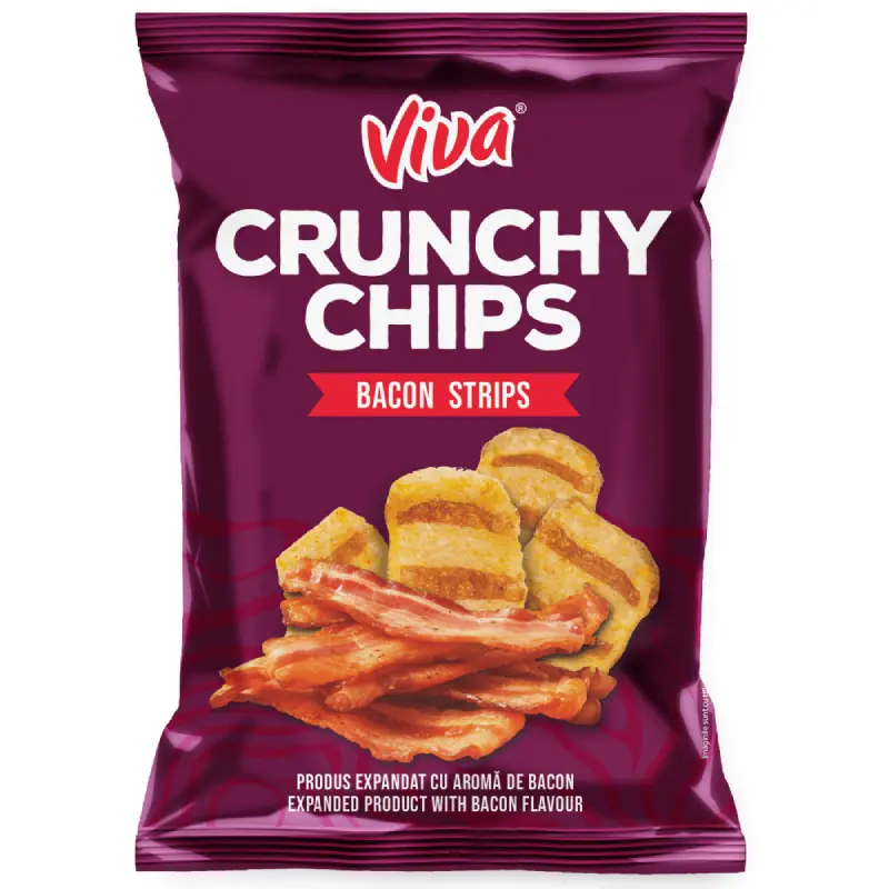 Viva Crunchy Chips cu Aromă de Bacon 50 g