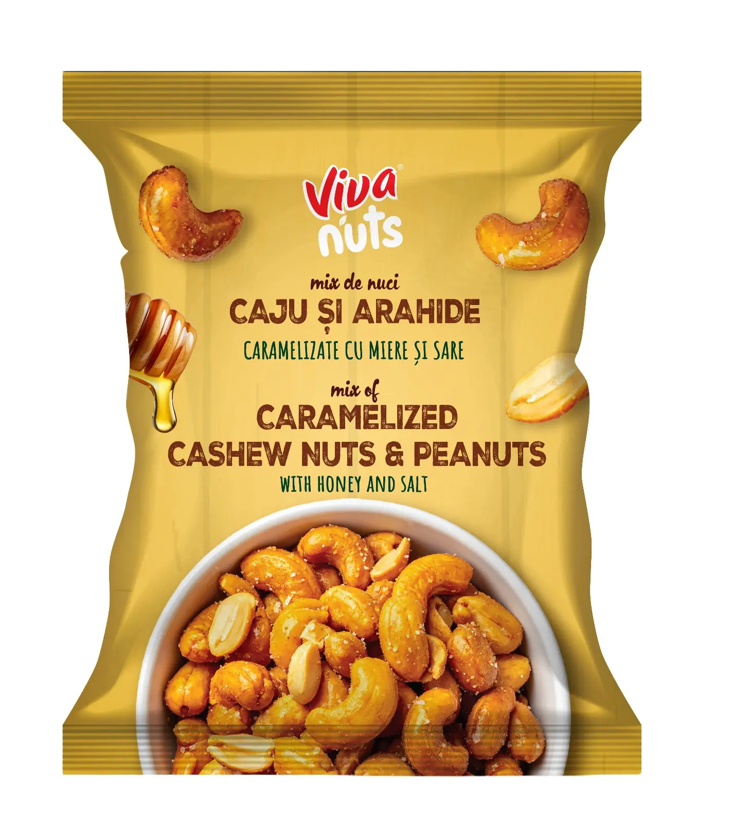 Viva Nuts Mix – Caju și Arahide Glazurate cu Miere și Sare 80 gr