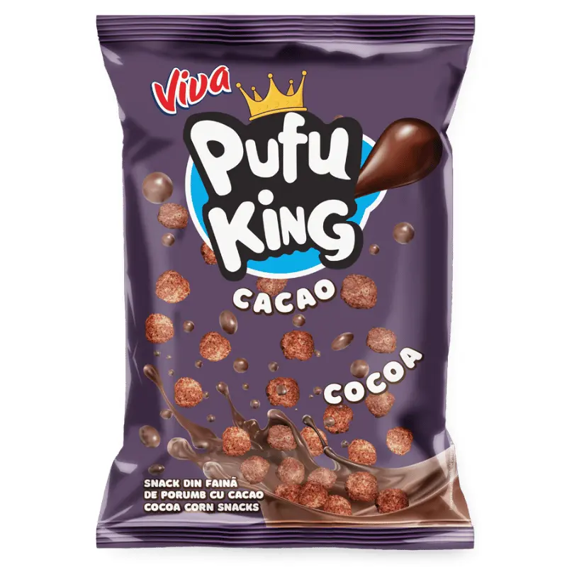 Viva Pufu King Snacks din Făină de Porumb cu Cacao 60 g
